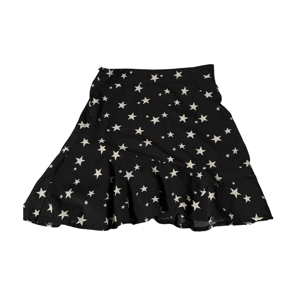 Nasty Gal Celestial Black Star Print Ruffle Mini Skirt Womens Size 2 Grunge